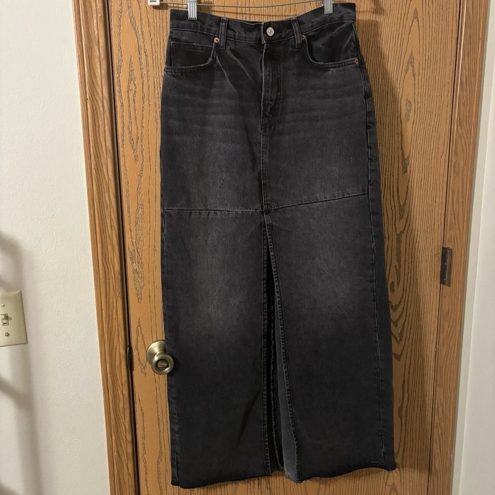 Reformation Tazz Maxi Denim Skirt Washed Black size 27